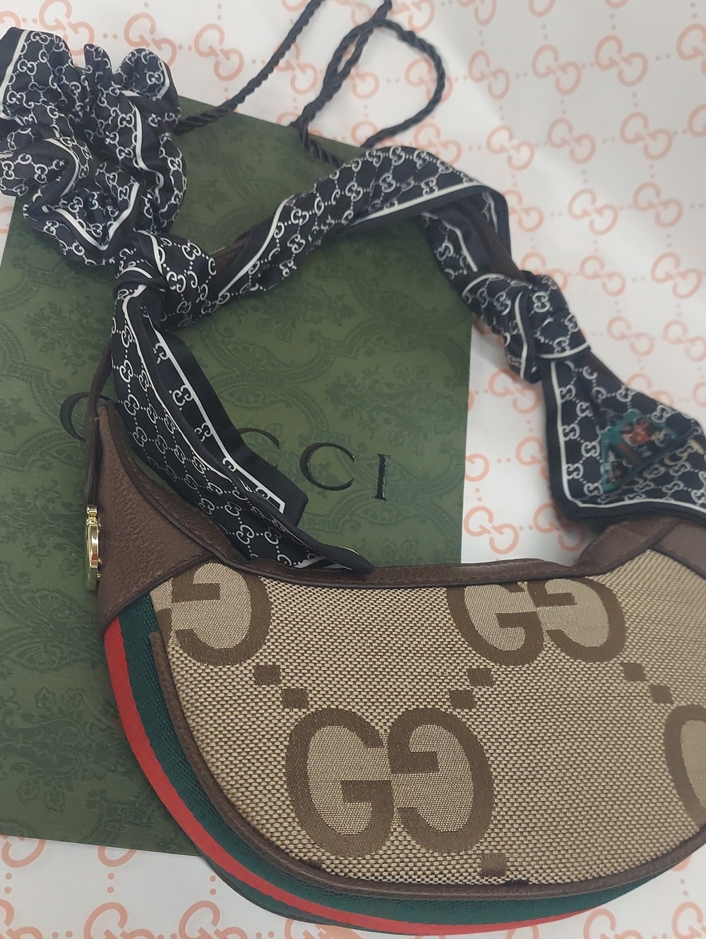 Gucci scarf, Scrunchie, and MINI Bag Bundle GWP